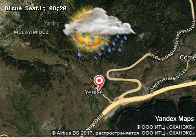 Mülayim Yenice bugünkü hava durumu haritası